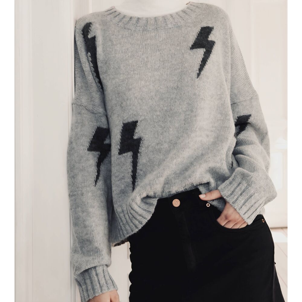 Rails Sweater Women's Small Grey Perci Lightning Bolts Wool Alpaca Relaxed